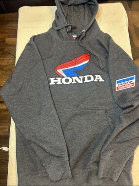 Troy Lee Honda Men's Charcoal Hooded Sweater with Red & Blue Honda Logo